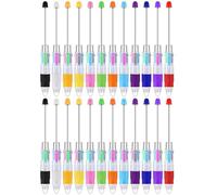 Qerwsdty 24 Pièces Stylos à Perles Multicolores 4 en 1 Stylo à Perles Colorées pour Kit de Fabrication de Bricolage Étudiants Bureau Couleurs Mélangées Aléatoires en Plastique