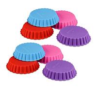 Qerwsdty 8 Moules à Gâteaux en Silicone, Moules à Ronds AntiadhéSifs, Moules à Flan CanneléS Ronds pour Muffin, Quiche, (4 Pouces)