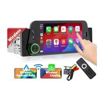 Qerwsdty Autoradio Stéréo Mono Din avec CarPlay/Android Auto sans, Radio à Écran Tactile, Bluetooth, Caméra de Recul, Mirror-Link