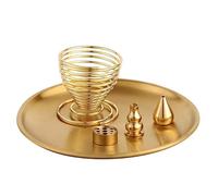 Qerwsdty Brûleur 5 Pièces, Porte-Encens pour Bâtons D'Encens, Cônes D'Encens, Attrape-Cendres en Laiton pour Salle de Méditation et de Yoga