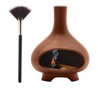 Qerwsdty Brûleur D'Encens en Céramique Fait à la Main, Bol de Cheminée pour Bâtons de Sauge avec Brosse