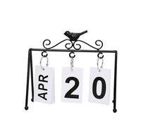 Qerwsdty Calendrier d'oiseaux Décor Calendrier de Bureau Calendrier Debout Calendrier de Bureau Quotidien Calendrier de Bureau Calendrier de Table, Noir Facile à Utiliser 18x16x7cm