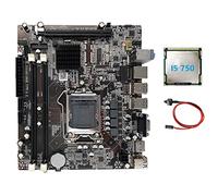 Qerwsdty Carte Mère H55 Desktop Motherboard LGA1156 Prend en Charge I3 530 I5 760 Series CPU DDR3 Memory + I5 750 CPU + Switch Cable