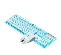 Qerwsdty Clavier Mécanique Filaire avec Souris LED Clavier Silencieux Clavier de Étanche pour Les Sports Électroniques et L'Utilisation au Bureau-D