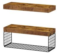 Qerwsdty Étagères de Salle de Bain au-Dessus des Toilettes, Étagères Flottantes Murales, Étagère de Ferme, Rangement de Papier Toilette, Petite Taille, 16 Pouces, Lot de 2