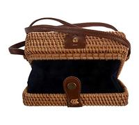 Qerwsdty INS nouvelles dames tisses a la main en rotin retro litteraire tisse a la main en cuir boucle paquet Boheme Plage Messenger sac