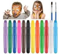 Qerwsdty Kit de Peinture pour le pour Enfants, 12 Couleurs de Crayons de Peinture pour le Lavables et Torsadables avec 2 Pinceaux pour la Fête D'Halloween Cosplay