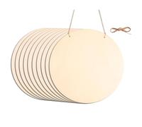 Qerwsdty Lot de 10 cercles en bois non traités pour bricolage, plaque de porte, à peindre, pour brûler du bois