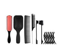 Qerwsdty Lot de 12 brosses démêlantes, démêlantes, pour cheveux ondulés texturés de 3A à 4C, pour cheveux mouillés, secs, longs et bouclés noirs