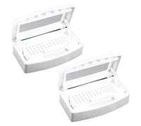 Qerwsdty Lot de 2 boîtes de désinfection pour outils de manucure, hygiénique, portable, filtre désinfectant à l'alcool, boîte de nettoyage, boîte de nettoyage