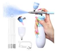 Qerwsdty Machine à Ongles Rechargeable Aérographe 25 PSI 3 Modes Kit Aérographe Sans pour Nail Art avec Outils de Nettoyage
