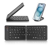 Qerwsdty Mini Clavier sans Bluetooth Pliable (Synchronisation Jusqu'à 3 Appareils), Clavier Pliable Portable pour Android, Noir