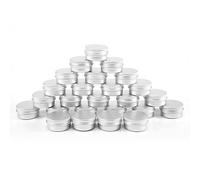 Qerwsdty Pack de 25 Pots en Aluminium, Pots à Crème, Pots en Métal Vides, Petites Boîtes de Pots à Crème avec Couvercles pour Baume à Lèvres, Cosmétiques, Échantillons de Crème, Nail Art