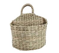Qerwsdty Panier de rangement mural tissé en jonc de mer - Panier de rangement en osier - Panier à linge - Panier à - Support de jardin