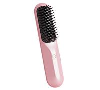 Qerwsdty Peigne Chaud Rechargeable Brosse à Cheveux Sans Lisseur Peignes à Pression Thermique Peigne Électrique Anti-Brûlure Chauffage -B