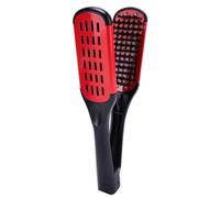 Qerwsdty Poils de Sanglier Brosse Double Face Peigne Pince Antistatique Lisseur Outil Peigne Attelle de Cheveux Peigne, Rouge