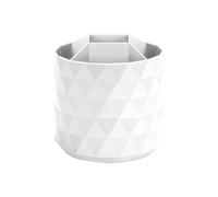 Qerwsdty Porte-Stylo de Grande Capacité Rotatif à 360° avec 5 Compartiments, Organisateur de Pinceaux de Maquillage pour Fournitures de Bureau et D'École, Blanc