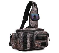 Qerwsdty pour Équipement de Pêche Boîte à Leurres Sac de Rangement pour Équipement Sac de Ceinture de Pêche à la Mouche avec Porte-Canne à Canne à Main Sac à Bandoulière B,