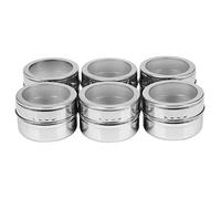 Qerwsdty R Lot de 6 boîtes à épices avec couvercle transparent aimanté en acier inoxydable
