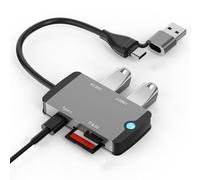 Qerwsdty Station d'accueil Multifonctionnelle Hub USB C Station d'accueil Plug and Play Type C Hub USB3.0 Lecteur de Carte TF/SD Installation Facile Argent