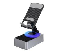 Qerwsdty Support de téléphone portable 3 en 1, banque d'alimentation audio, haut-parleur d'appel Bluetooth, multifonction, pliable, bureau rotatif, , installation facile