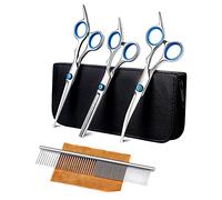 Qerwsdty Toilettage de Chiens Ciseaux Kit avec Embout Ronde sur la SéCurité à Effiler Ciseaux de Coupe avec Toilettage pour Animaux Peigne pour Chien Chat Soins des Cheveux