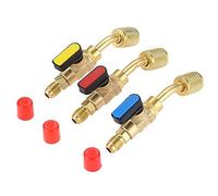 Qerwsdty Vanne d'arrêt compacte coudée 1/4 SAE, de réfrigérant R410A R134A, 3 soupapes d'arrêt R410A R134A