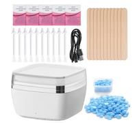 QESSUVNC Mini machine à fondre la cire portable - Kits d'épilation du nez pour homme et femme à la maison - 100 g de grains de cire, utilisé pour le nez, les oreilles, les sourcils, blanc