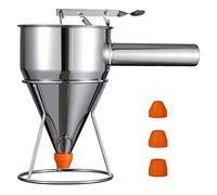 Qeunrtiy Distributeur de Pâte à CrêPes, Distributeur de Gâteaux à Entonnoir en Acier Inoxydable Multi-Calibre avec Support IdéAl pour Les CrêPes, Cuites au Four
