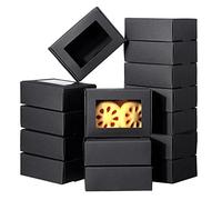 Qeunrtiy Lot de 50 mini boîtes en papier avec emballage cadeau, boîte à friandises pour savon fait maison, friandises, pâtisseries, bonbons (noir)