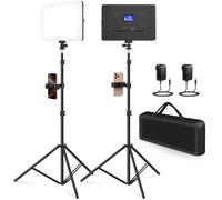 QEUOOIY Panneau lumineux vidéo LED, kit d'éclairage bicolore, 20 W avec batterie de 4000 mAh, intensité variable 2500-8500 K, lampe de studio de conférence pour YouTube/TikTok (trépied de 200 cm avec