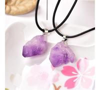 QEUOPGFD Ornements en Cristal 1pc améthyste Pendentif Quartz Pierre Collier Cristaux Bruts Violet Bijoux Hommes Femmes Reiki minéral spécimen Cadeau Beau Cristal(2PC)