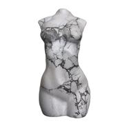 QEUOPGFD Ornements en Cristal Blanc Turquoise Déesse Statue Cristal De Guérison Sculpté Femme Torse Énergie Soie Agate Corps Sculpture Buste Modèle Reiki Cadeau Beau Cristal