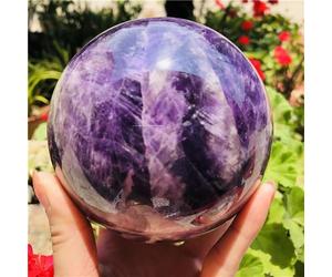 QEUOPGFD Ornements en Cristal Boule d'améthyste de rêve Naturelle, sphère de Massage polie, décor de Salle de guérison Reiki, Artisanat en Cristal, Globe en Pierre, Souvenirs Beau Cristal(9-10cm)