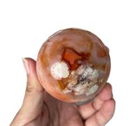 QEUOPGFD Ornements en Cristal Boule de Cristal d'agate de Fleur de Cerisier Rouge, 1 pièce, Pierre de guérison, sphère de Cristal d'agate de Quartz, Ornement, décoration de la Maison Beau Cristal