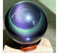 QEUOPGFD Ornements en Cristal Boule de Cristal d'obsidienne de Couleur Naturelle Boule d'oeil de Chat d'énergie de Cristal de Quartz Beau Cristal(38-40mm)