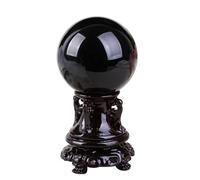 QEUOPGFD Ornements en Cristal Boule de Cristal d'obsidienne Naturelle, Pierre de guérison, Boule de décoration for la Maison, Cercle de Divination Beau Cristal(Gris Claro,10cm)