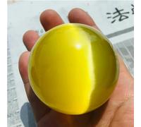 QEUOPGFD Ornements en Cristal Boule de Cristal œil de Chat Jaune, Boule de Pierre d'énergie de Divination, Boule décorative de Photographie Beau Cristal(6cm)