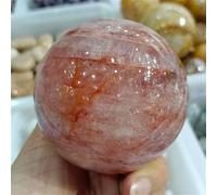 QEUOPGFD Ornements en Cristal Boule de Pierre de Fleur de Gomme Rouge Naturelle, Cristal de Quartz minéral, gemme de guérison, méthode de Meubles, décoration, Cadeau Beau Cristal(56-60mm)