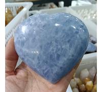 QEUOPGFD Ornements en Cristal Celestia Lazuli sculpté en Forme de Coeur Cristal énergie gemme décor de Bureau à Domicile minéral Reiki guérison Amour Beau Cristal(300-350g)