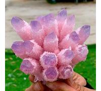QEUOPGFD Ornements en Cristal Échantillon minéral d'amas de Cristaux de Quartz fantôme Bleu Rose Beau Cristal(500-600g)