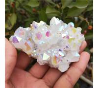 QEUOPGFD Ornements en Cristal Grappe de Cristal Blanc électroplaqué Ange Aura Quartz énergie Pierre Point coloré minéral Reiki guérison décoration de la Maison Beau Cristal(150-200g)