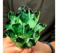 QEUOPGFD Ornements en Cristal Guérison de spécimen de grappe de minerai de Cristal fantôme Vert Beau Cristal(350-450g)
