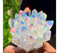 QEUOPGFD Ornements en Cristal Guérison en grappes de Cristaux plaqués de Titane de Quartz de Halo de Flamme d'arc-en-Ciel Beau Cristal(800-900g)