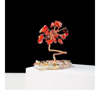QEUOPGFD Ornements en Cristal Mini Arbre à Argent en Cristal, Fil de cuivre enveloppé avec Base de Tranche d'agate, Pierres précieuses, Arbres Chakra Reiki, 1 pièce Beau Cristal(Red Jasper)