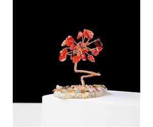 QEUOPGFD Ornements en Cristal Mini Arbre à Argent en Cristal, Fil de cuivre enveloppé avec Base de Tranche d'agate, Pierres précieuses, Arbres Chakra Reiki, 1 pièce Beau Cristal(Red Jasper)