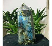 QEUOPGFD Ornements en Cristal Obélisque de Pierre de Lune du Labrador Cristal de Quartz spécimen minéral décor de Bureau à Domicile énergie spirituelle Cadeau de guérison Beau Cristal(1.0-1.3kg)