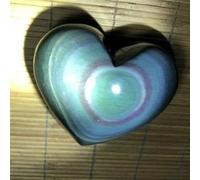 QEUOPGFD Ornements en Cristal Oeil Arc-en-Ciel, cœur en Obsidienne, Oeil de Chat, Cristal de Quartz Poli, guérison Beau Cristal(140-160g)