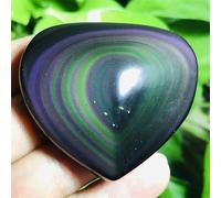 QEUOPGFD Ornements en Cristal Oeil Arc-en-Ciel, cœur en Obsidienne, Oeil de Chat, Cristal de Quartz Poli, guérison Beau Cristal(100-150g)