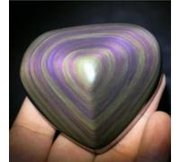 QEUOPGFD Ornements en Cristal Oeil de Chat Obsidienne Quartz Cristal en Forme de Coeur guérison Beau Cristal(About 5cm)